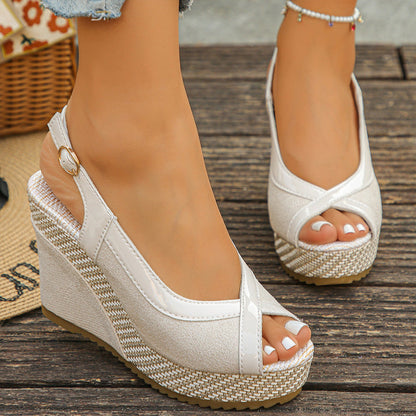 Women's Casual Peep-Toe Wedge Sandals