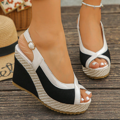 Women's Casual Peep-Toe Wedge Sandals