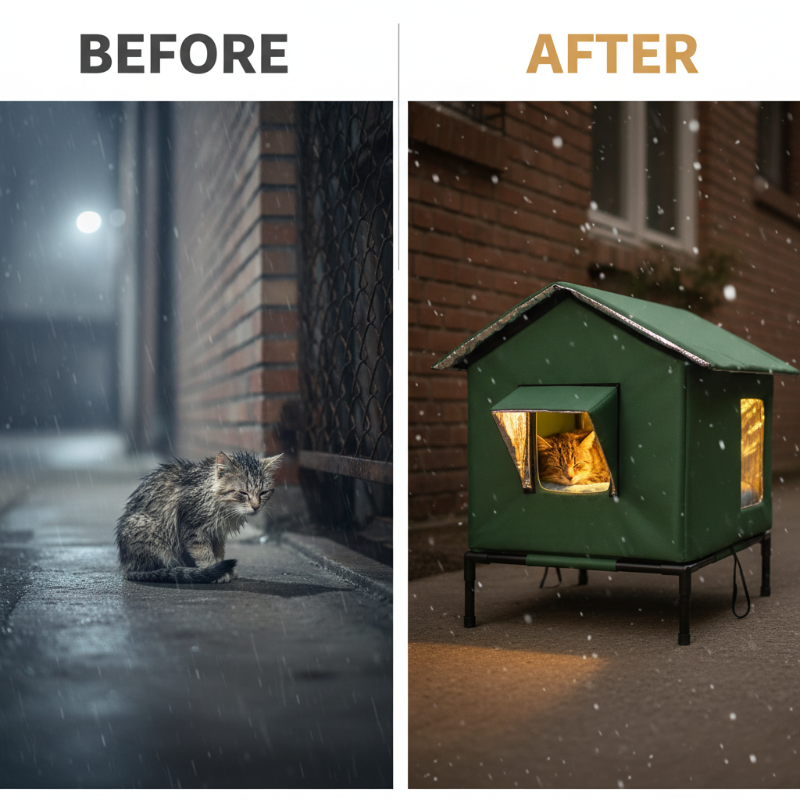 ⏰🔥LIMITED TIME 50% OFF! 🐾 Waterproof Outdoor Cat House – Thermal Aluminium Lining, Elevated 12cm, Foldable, Weatherproof – Warm & Dry Shelter for Feral or Outdoor Cats (M/L, Black/Dark Grey/Dark Green)