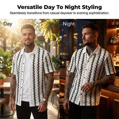 Men's Short Sleeve Retro Geometric Knit Shirt