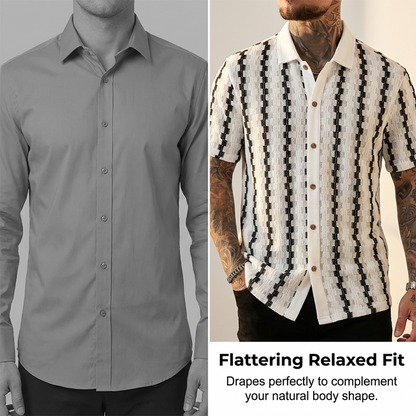 Men's Short Sleeve Retro Geometric Knit Shirt