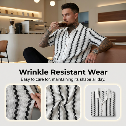 Men's Short Sleeve Retro Geometric Knit Shirt