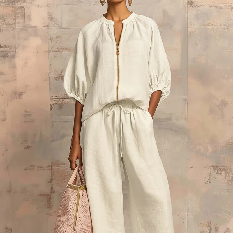 Women's Solid Color 2-Piece Casual Tracksuit Set