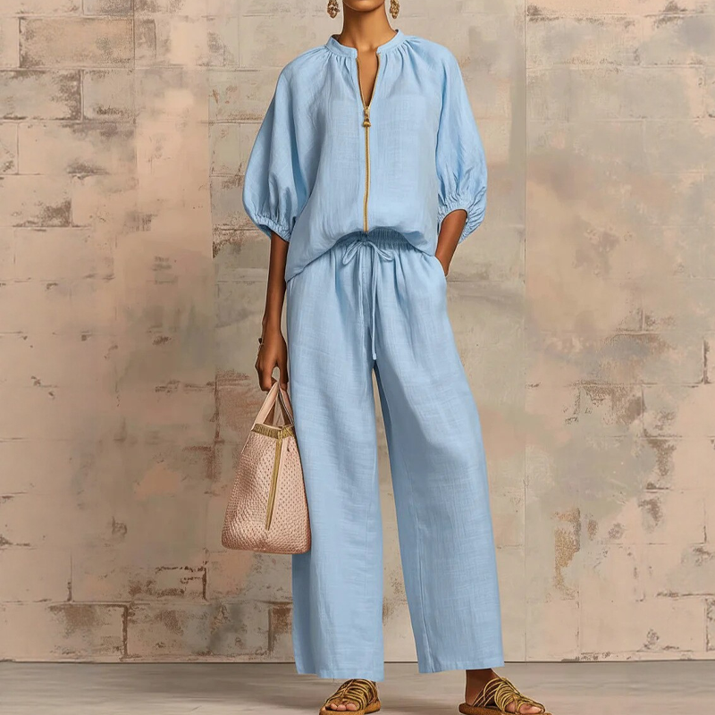 Women's Solid Color 2-Piece Casual Tracksuit Set