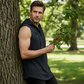 Men's Sleeveless Workout Hoodie Tank Top