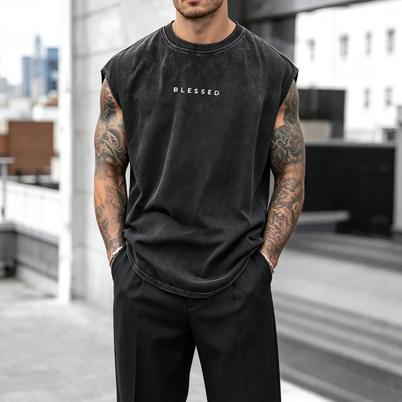 Vintage Wash Loose Fit Gym Muscle Tee