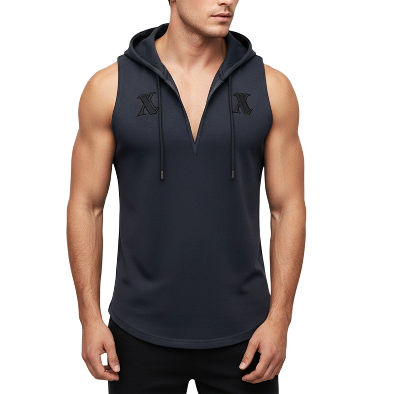 Men's Sleeveless Workout Hoodie Tank Top