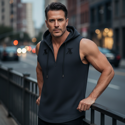 Men's Sleeveless Workout Hoodie Tank Top