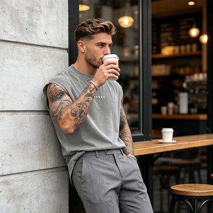 Vintage Wash Loose Fit Gym Muscle Tee
