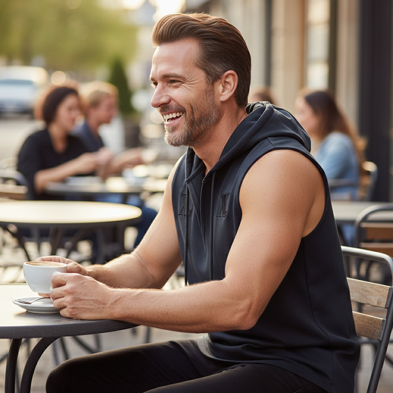 Men's Sleeveless Workout Hoodie Tank Top