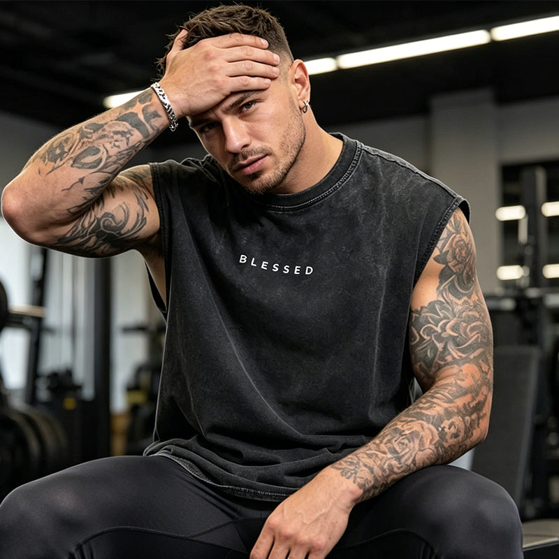 Vintage Wash Loose Fit Gym Muscle Tee