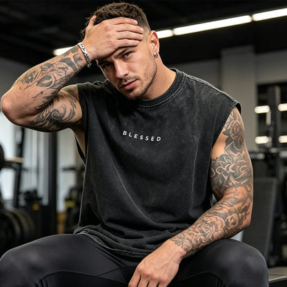 Vintage Wash Loose Fit Gym Muscle Tee