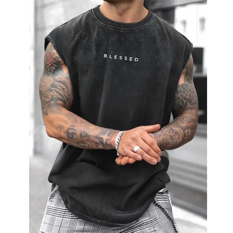 Vintage Wash Loose Fit Gym Muscle Tee