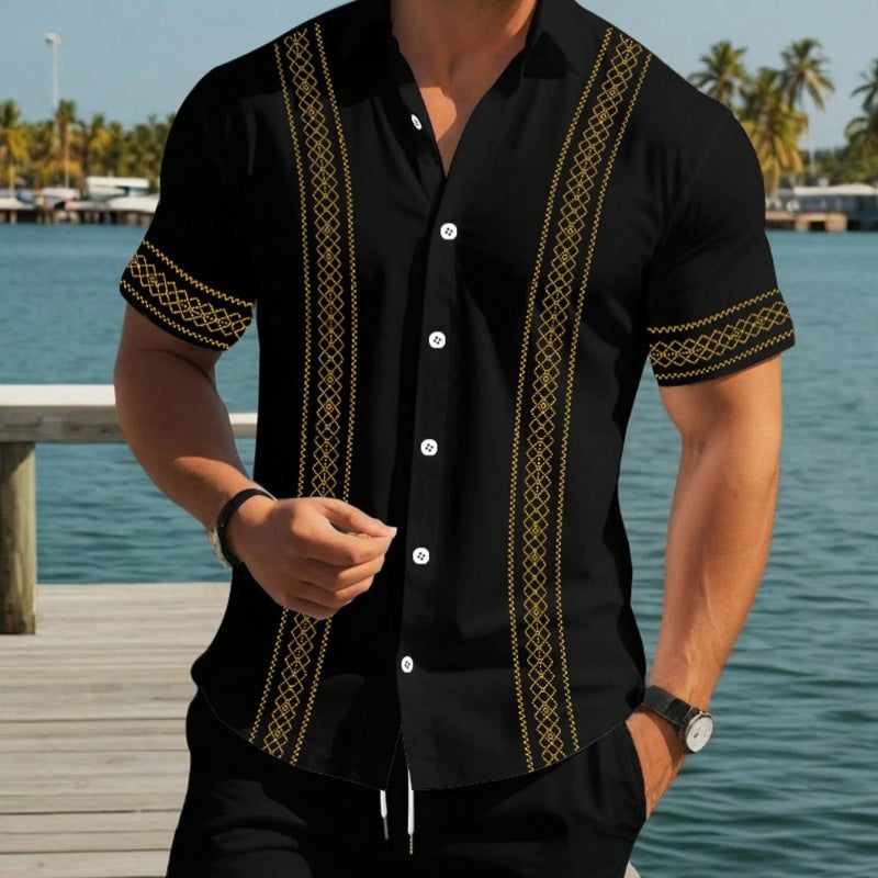 Men's Floral Print Short Sleeve Shirt & Shorts Set