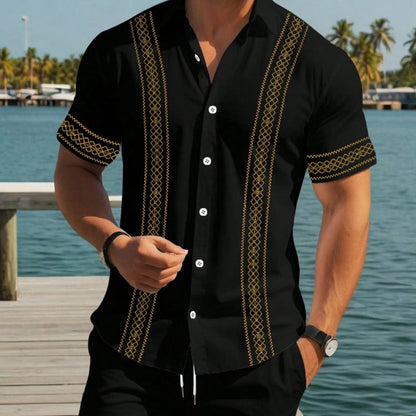 Men's Floral Print Short Sleeve Shirt & Shorts Set