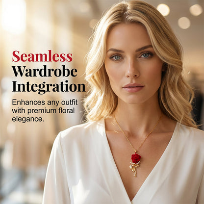 Elegant Red Rose Pendant Necklace