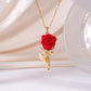 Elegant Red Rose Pendant Necklace