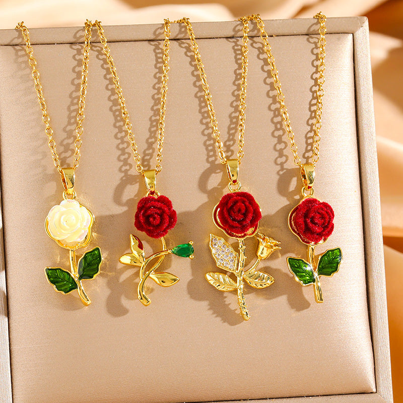 Elegant Rose Pendant Necklace