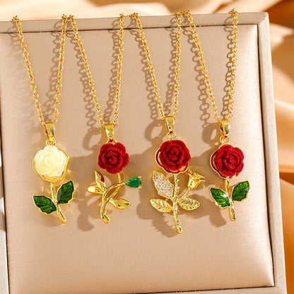 Elegant Rose Pendant Necklace
