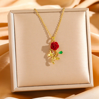 Elegant Rose Pendant Necklace