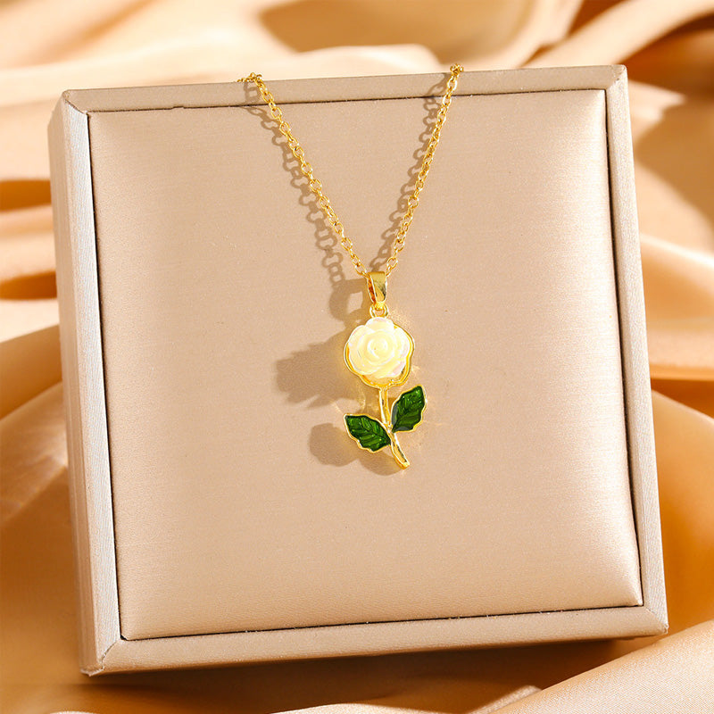 Elegant Rose Pendant Necklace