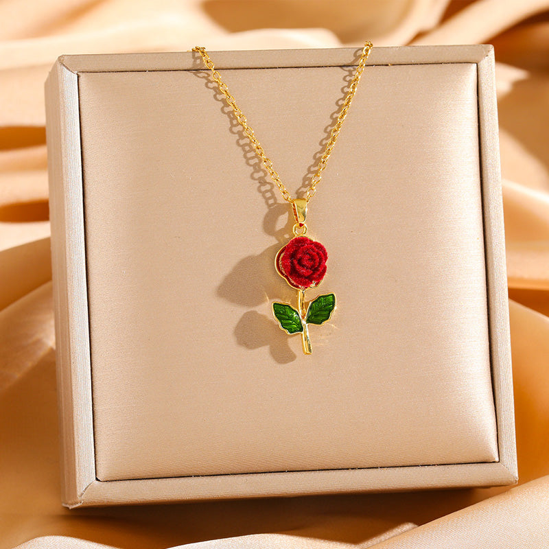 Elegant Rose Pendant Necklace