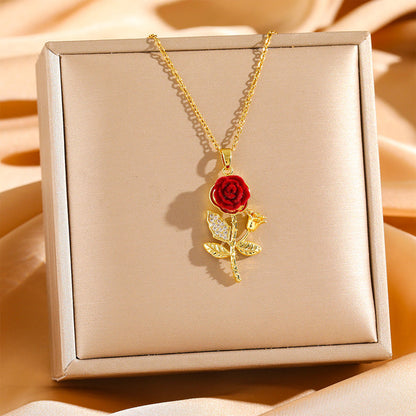 Elegant Rose Pendant Necklace