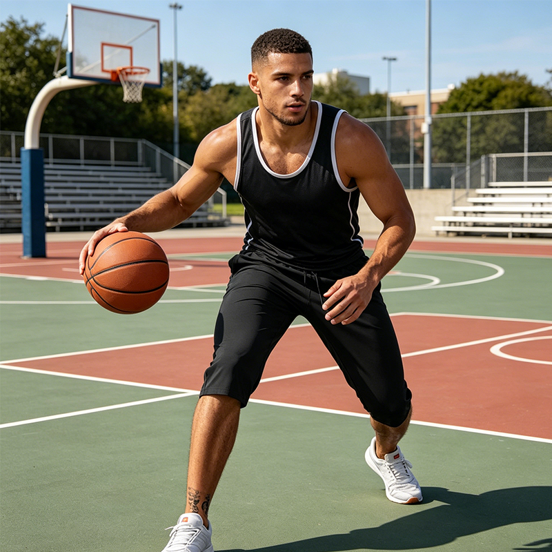 Men's Quick-Dry Athletic Capri Pants with Zipper Pockets