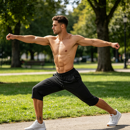 Men's Quick-Dry Athletic Capri Pants with Zipper Pockets