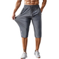Men's Quick-Dry Athletic Capri Pants with Zipper Pockets