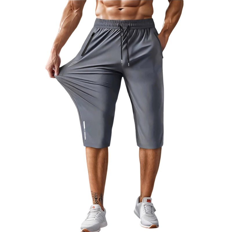 Men's Quick-Dry Athletic Capri Pants with Zipper Pockets
