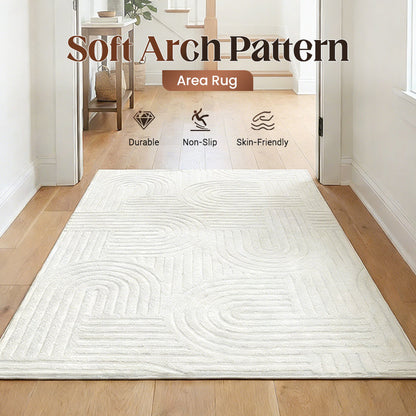 ☁️ Plush Arch Pattern Rug | Soft Textured Floor Carpet with Elegant Curve Design for Cozy Home Decor