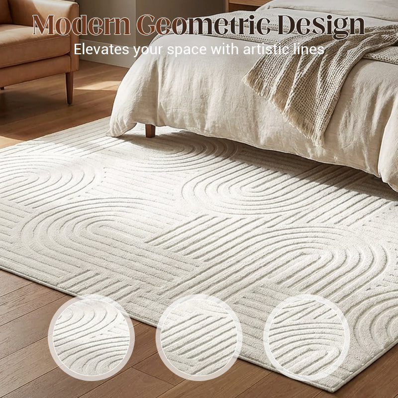 ☁️ Plush Arch Pattern Rug | Soft Textured Floor Carpet with Elegant Curve Design for Cozy Home Decor