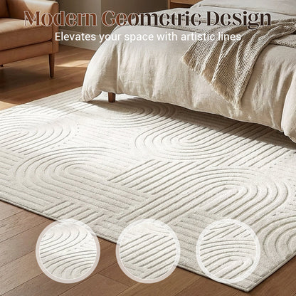 ☁️ Plush Arch Pattern Rug | Soft Textured Floor Carpet with Elegant Curve Design for Cozy Home Decor