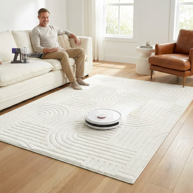 ☁️ Plush Arch Pattern Rug | Soft Textured Floor Carpet with Elegant Curve Design for Cozy Home Decor