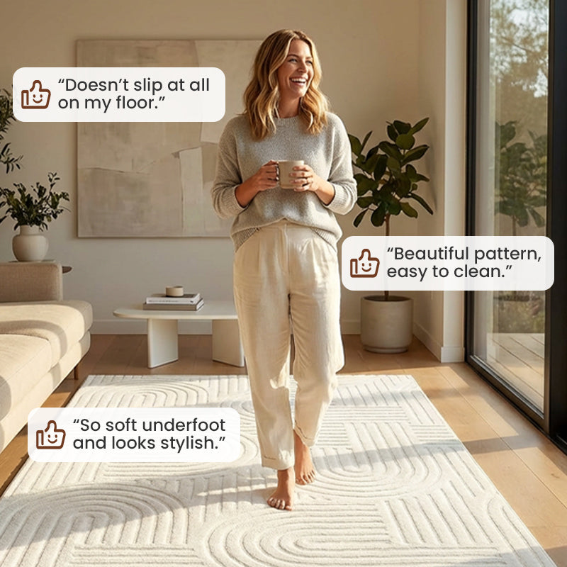 ☁️ Plush Arch Pattern Rug | Soft Textured Floor Carpet with Elegant Curve Design for Cozy Home Decor