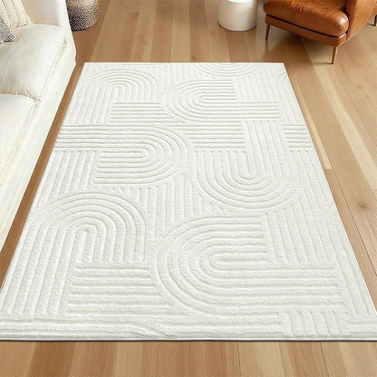 ☁️ Plush Arch Pattern Rug | Soft Textured Floor Carpet with Elegant Curve Design for Cozy Home Decor