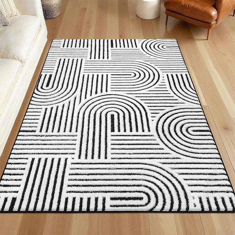 ☁️ Plush Arch Pattern Rug | Soft Textured Floor Carpet with Elegant Curve Design for Cozy Home Decor