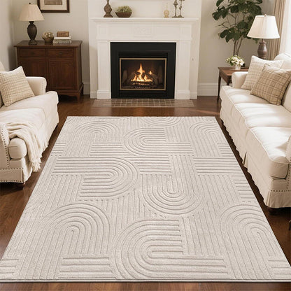 ☁️ Plush Arch Pattern Rug | Soft Textured Floor Carpet with Elegant Curve Design for Cozy Home Decor