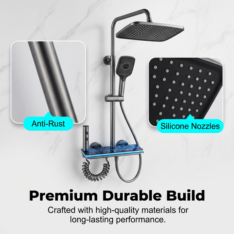 ⏳🔥LIMITED-TIME 50% OFF! ⏰ Digital Display Shower System 💧🌙 – Starry sky LED, built‑in shelf. 4 spray modes, alloy body. Spa at home. ✨🚿