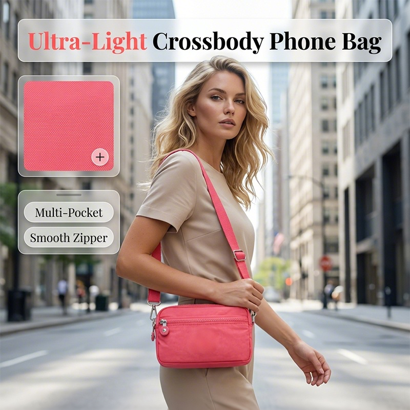 Lightweight Nylon Crossbody Phone Bag