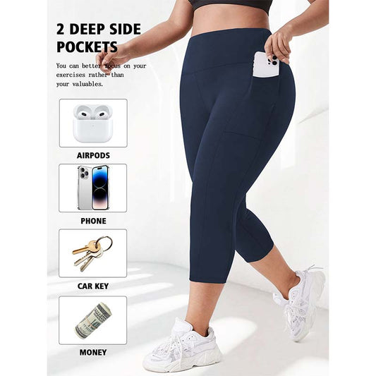 Women's High Waist Capri Leggings with Pockets