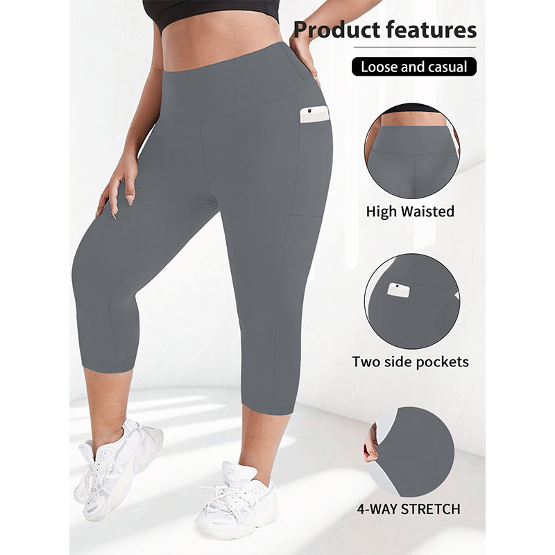 Women's High Waist Capri Leggings with Pockets