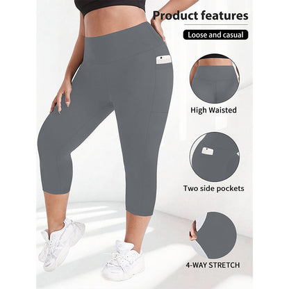 Women's High Waist Capri Leggings with Pockets