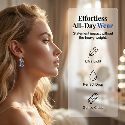 Silver Tone Celestial Dangle Hoop Earrings