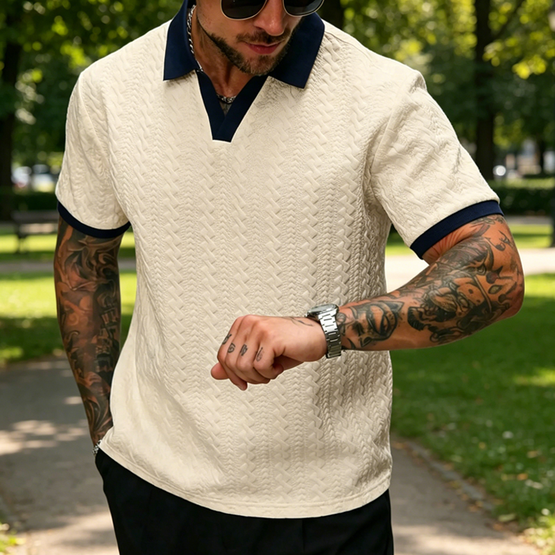 Men's Casual Textured Short-Sleeve Top