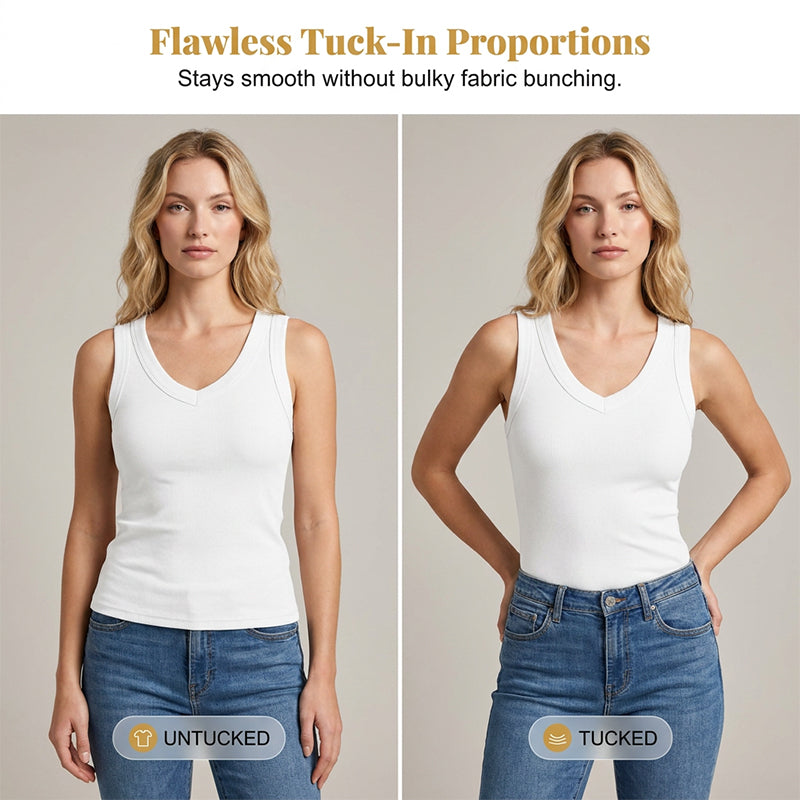 Women's V-Neck Ribbed Knit Tank Top