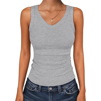 Women's V-Neck Ribbed Knit Tank Top