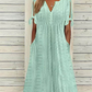 Women's Elegant V-Neck Hollow-Out Solid Dress