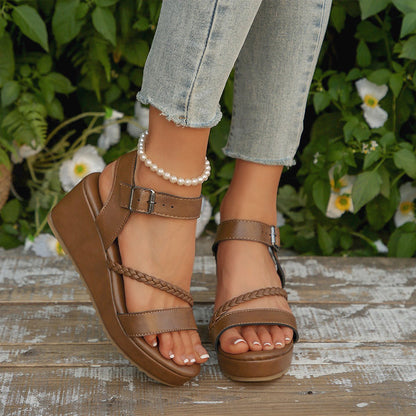 Women's Braided Strap Wedge Sandals